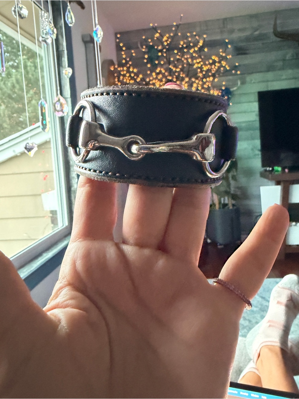 Rebecca Ray Snaffle Bit Cuff Bracelet Bridle Leather Brass Vintage